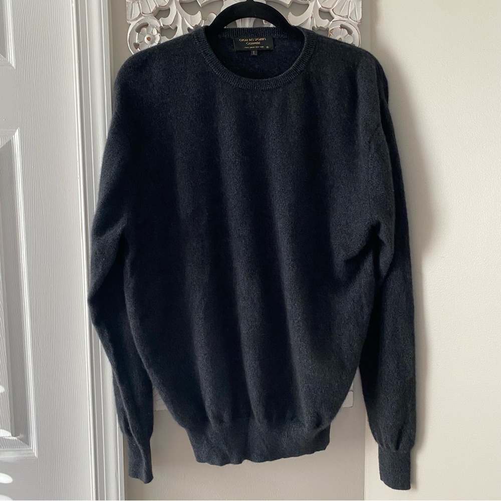 Choix Des Sportifs Men's Cashmere Sweater Dark Gray Sz L Luxury Neutral Cozy